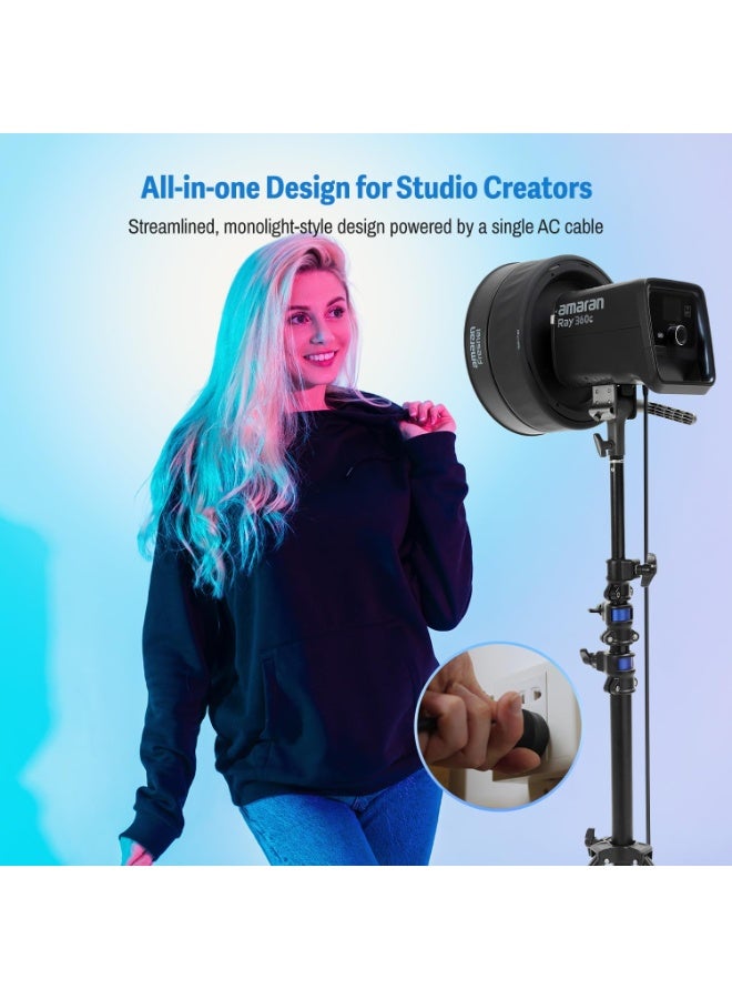 AMARAN Aputure Amaran Ray 360C RGB LED Monolight – 360W Full Color Studio Light, OmniColor Engine, 1800-20000K CCT+, CRI 95+, IP54, Bowens Mount, NFC & App Control, 12 FX Modes - Image 2