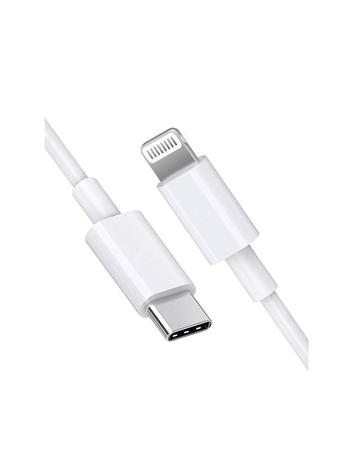 ماركة غير محددة - كابل بمنفذ USB للشحن ونقل البيانات من Type-C إلى Lightning أبيض - Image 1