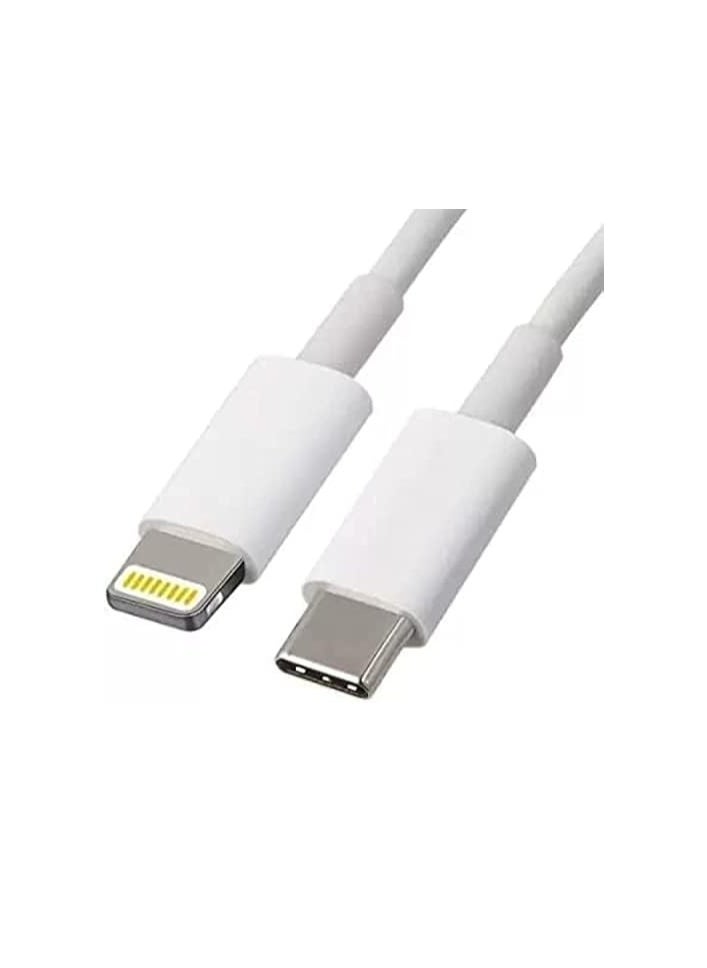 ماركة غير محددة - كابل بمنفذ USB للشحن ونقل البيانات من Type-C إلى Lightning أبيض - Image 1