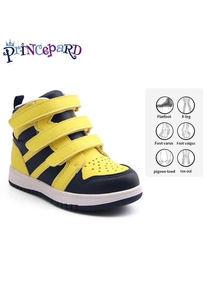 princepard Orthopedic Shoes for Toddlers,High Top Kids Corrective Boots with Arch & Ankle Support for Girls and Boys to Correct Foot Problems Yellow - Image 2
