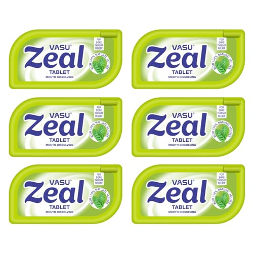 Vasu Zeal Mouth Dissolving Tablets 50N (Pack of 6) | Sore Throat Aid | Quick Relief from Cough & Throat Irritation | Helps Combat Bad Breath | All Natural Actives | No Added Sugar - Image 1