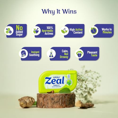 Vasu Zeal Mouth Dissolving Tablets 50N (Pack of 6) | Sore Throat Aid | Quick Relief from Cough & Throat Irritation | Helps Combat Bad Breath | All Natural Actives | No Added Sugar - Image 4