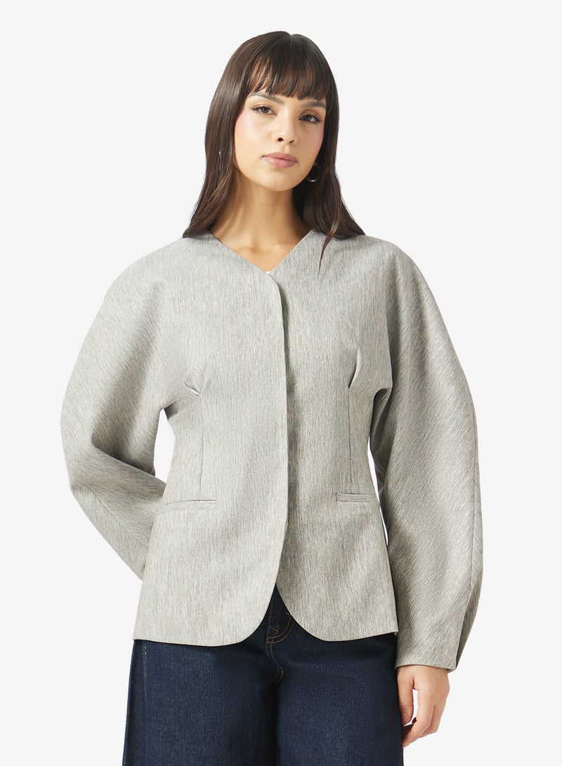 TOPSHOP Minimal Tailored Collarless Blazers - Image 1