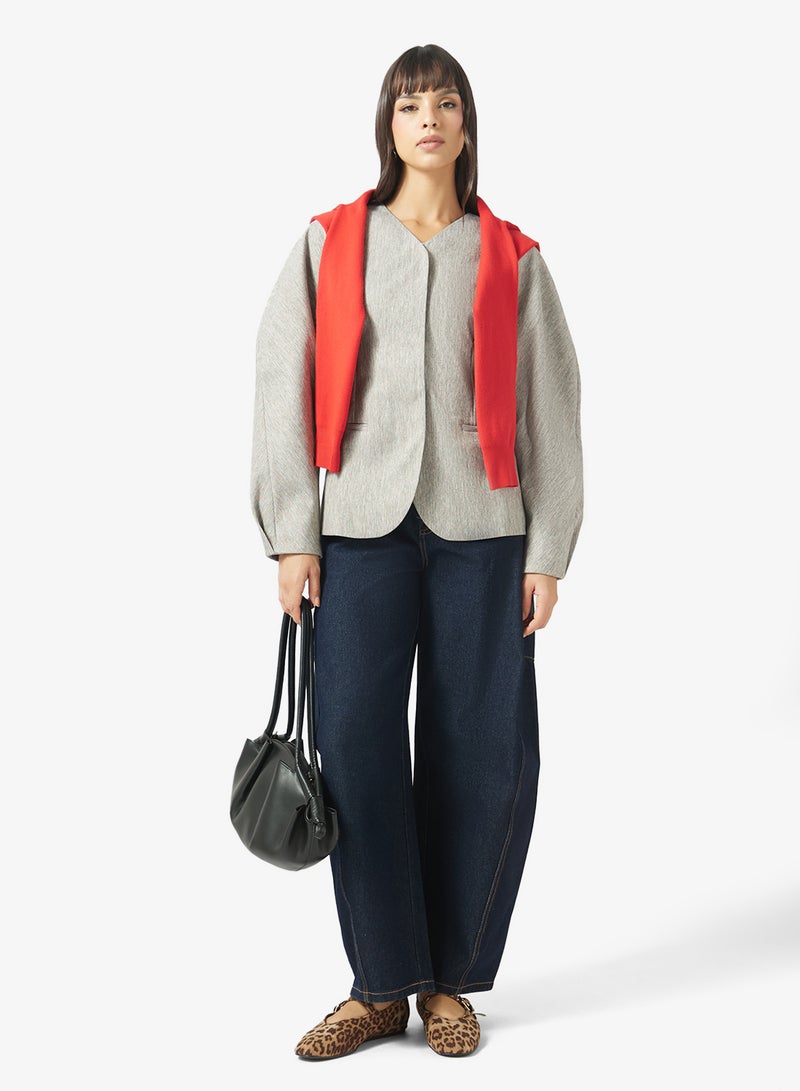 TOPSHOP Minimal Tailored Collarless Blazers - Image 4