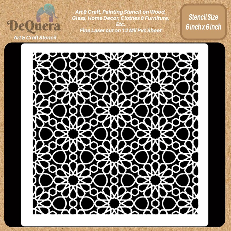 DeQuera Arabic Pattern Stencils for Wall Painting Arabic Patterns Arabic Design Stencil for Craft and Art Pattern Work Stencils for Painting Size 6 x 6 Inch Pack of 1 DQL1080