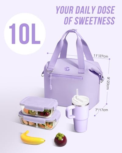 GLORIEROO Pastel Lunch Box Women | Insulated Waterproof Leakproof Lunch Bag Cooler | Adjustable Strap | BPA-Free - Image 3