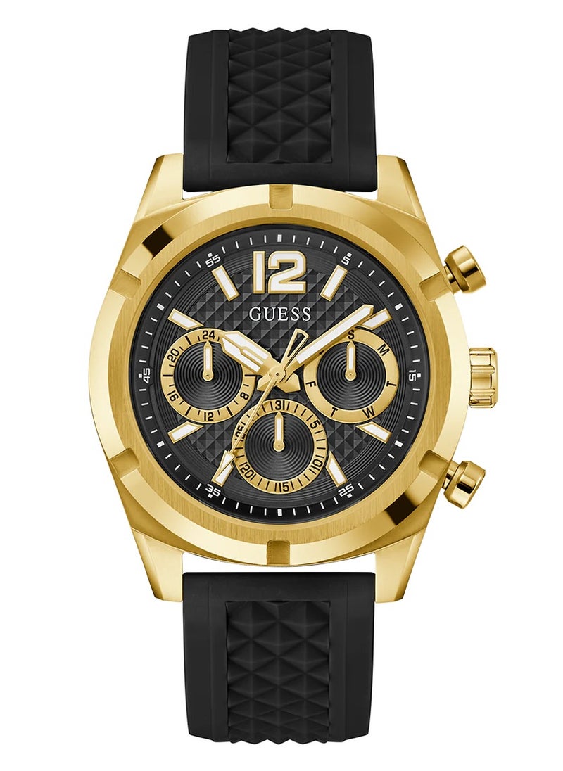 GUESS Mens Black Gold Tone Multi-function Watch - GW0729G2  - Image 1