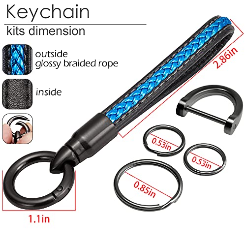Lcyam Key Fob Cover Case Key Holder with Leather Keychain for Mazda 2025 2024 2023 Mazda3 6 CX-30 CX-5 CX-90 (Blue) - Image 2