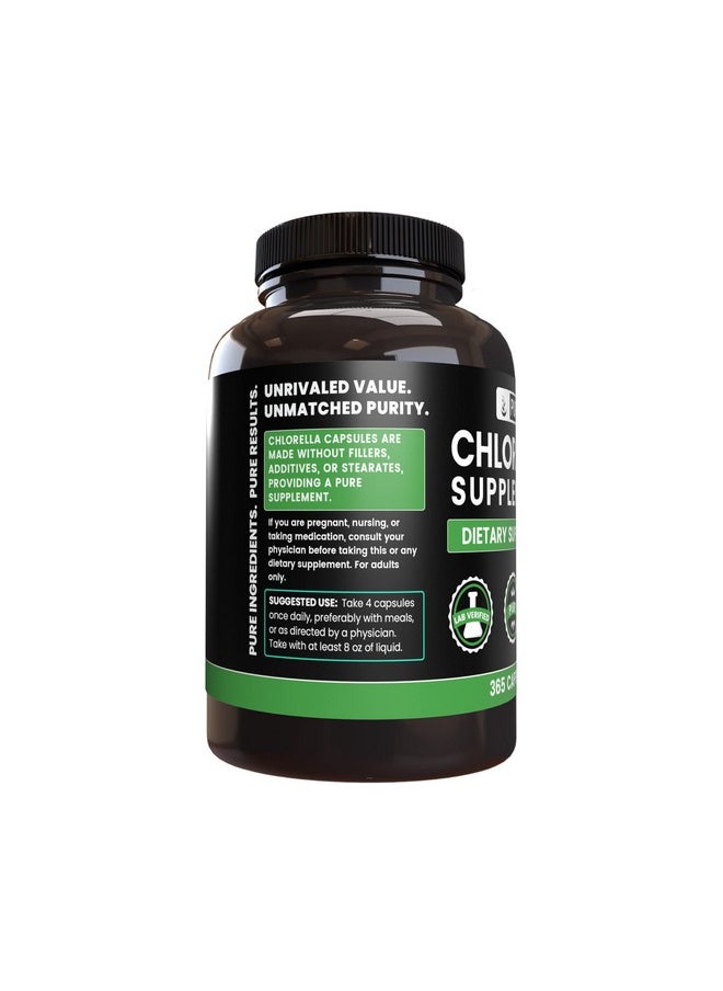 PURE ORIGINAL INGREDIENTS - Chlorella (365 Capsules) No Magnesium Or Rice Fillers Always Pure Lab Verified - Image 1