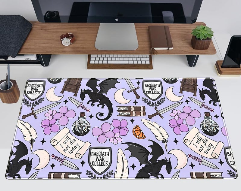 TENG DA QING Cute Desk Pad Kawaii Black Loong Mouse Pad Purple Magic Desk Keyboard Pad, Large Gaming Mouse Pad for Desk Decor Computer Desk Home Office Decor for Girl with Stitched Eges Protector Mat 31.5x15.7 in - Image 2