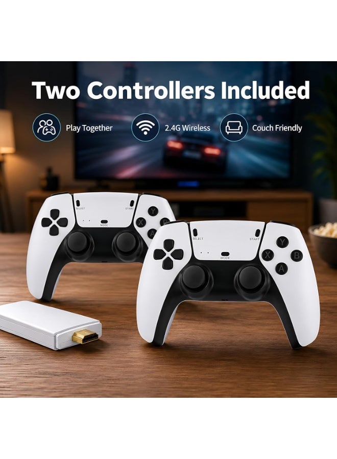 بورتوني جهاز ألعاب كلاسيكي لاسلكي بنظام "التوصيل والتشغيل" (Plug and Play) - عصا ألعاب فيديو تتضمن أكثر من 20,000 لعبة و42 محاكياً، مع وحدتي تحكم لاسلكيتين مطوّرتين بتردد 2.4 جيجاهرتز ودعم دقة 4K عبر HDMI (سعة 64 جيجابايت). - Image 4
