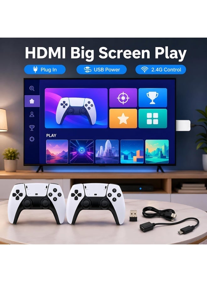 بورتوني جهاز ألعاب كلاسيكي لاسلكي بنظام "التوصيل والتشغيل" (Plug and Play) - عصا ألعاب فيديو تتضمن أكثر من 20,000 لعبة و42 محاكياً، مع وحدتي تحكم لاسلكيتين مطوّرتين بتردد 2.4 جيجاهرتز ودعم دقة 4K عبر HDMI (سعة 64 جيجابايت). - Image 5