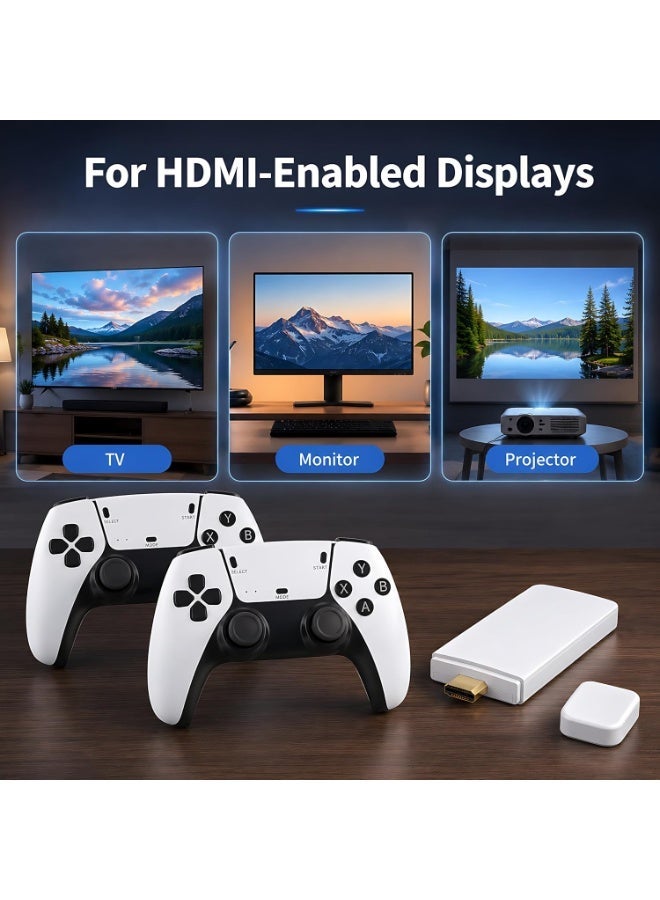 بورتوني جهاز ألعاب كلاسيكي لاسلكي بنظام "التوصيل والتشغيل" (Plug and Play) - عصا ألعاب فيديو تتضمن أكثر من 20,000 لعبة و42 محاكياً، مع وحدتي تحكم لاسلكيتين مطوّرتين بتردد 2.4 جيجاهرتز ودعم دقة 4K عبر HDMI (سعة 64 جيجابايت). - Image 3