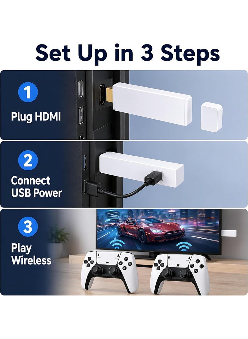 بورتوني جهاز ألعاب كلاسيكي لاسلكي بنظام "التوصيل والتشغيل" (Plug and Play) - عصا ألعاب فيديو تتضمن أكثر من 20,000 لعبة و42 محاكياً، مع وحدتي تحكم لاسلكيتين مطوّرتين بتردد 2.4 جيجاهرتز ودعم دقة 4K عبر HDMI (سعة 64 جيجابايت). - Image 2