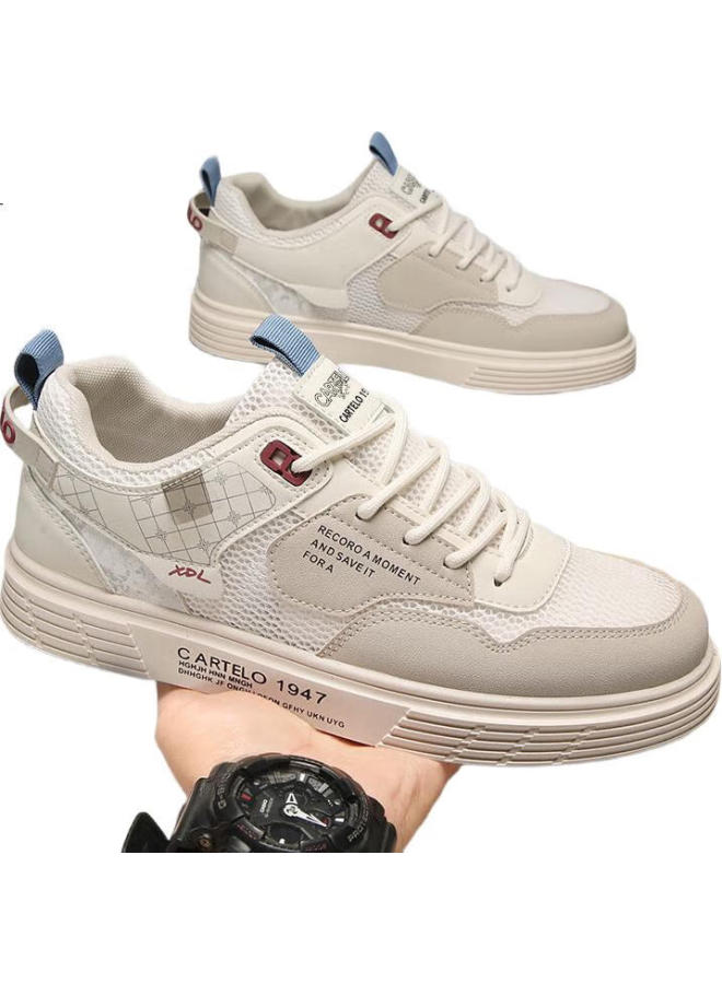 Cartelo Men'S Spring Mesh Breathable Casual Shoes Men'S Trendy Sports White Shoes Khaki Size 39 - Image 2