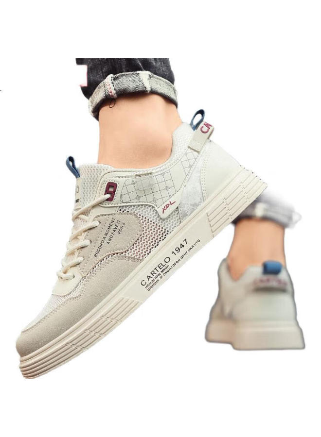 Cartelo Men'S Spring Mesh Breathable Casual Shoes Men'S Trendy Sports White Shoes Khaki Size 39 - Image 1