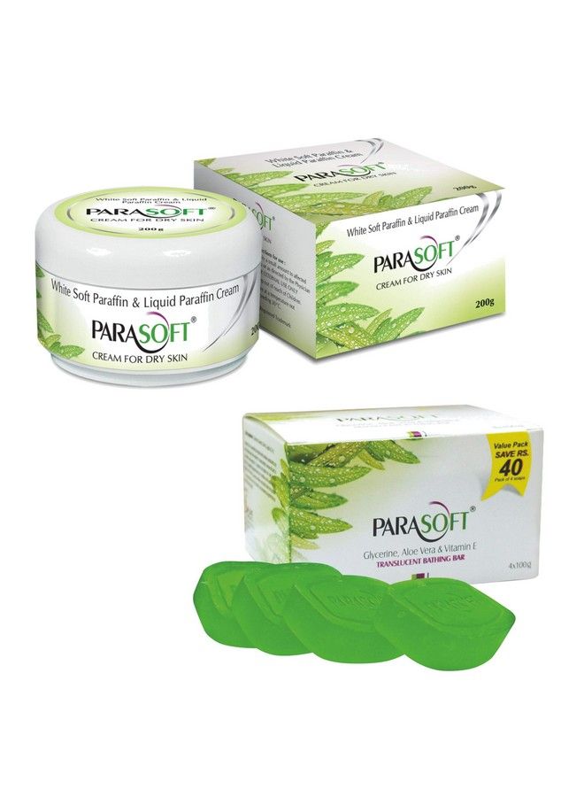 Parasoft Intense Moisturizer Cream & Body Nourishing & Cleansing Bathing Bar Translucent Soap Pack Of 4 Combo With Goodness Of Aloe Vera & Glycerin For Dry & Sensitive Skin - Image 2