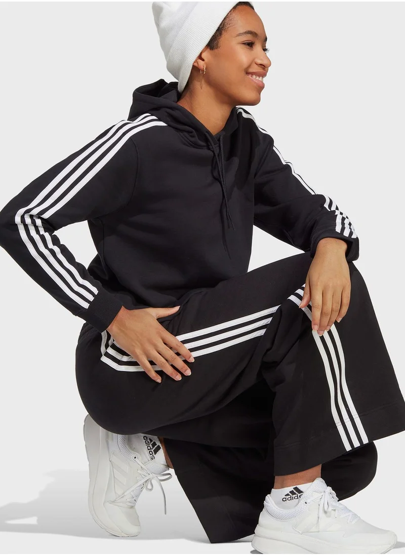 Adidas 3 Stripe Essential French Terry Cropped Hoodie