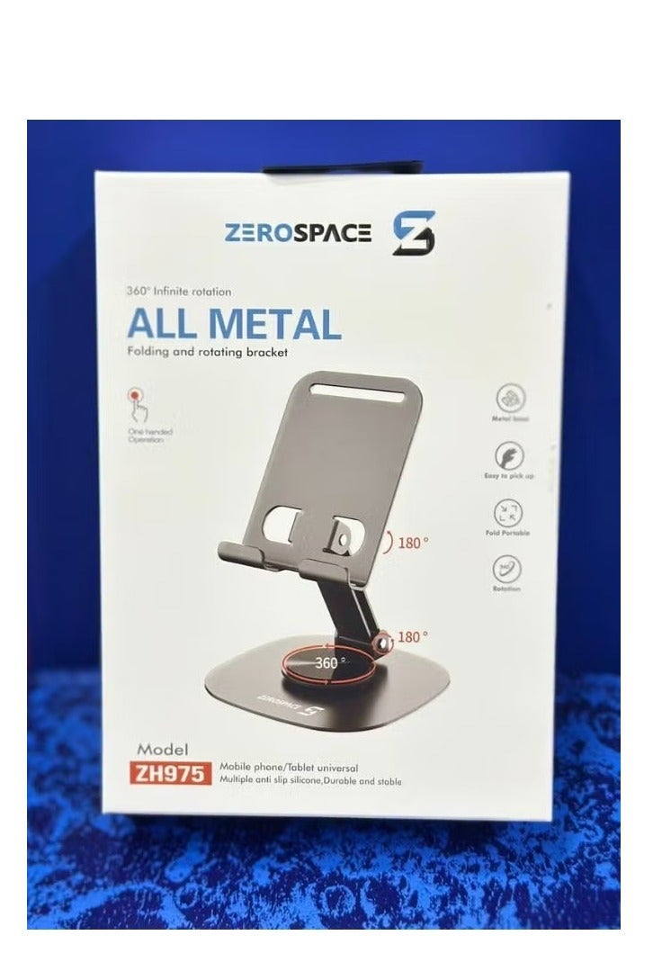 ZEROSPACE حامل الهاتف المحمول القابل للطي ZEROSPACE بزاوية 360° قابل للتعديل | حامل للمكتب والمكتب للهواتف الذكية | قاعدة محمولة قابلة للتعديل في الارتفاع والزوايا لمكالمات الفيديو، البث، العمل والدراسة - Image 2