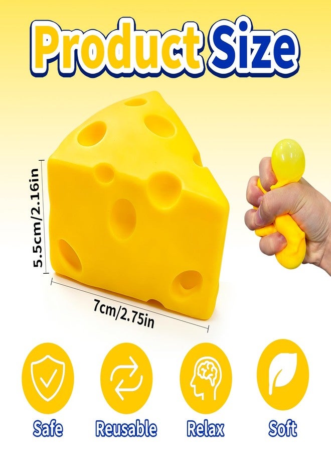 QETRABONE 2 Pcs Cheese Squeeze Toy, Yellow Stress Balls Fidget Toys, Stress Relief for Adults, Easter, Party Favors Gift - Image 2