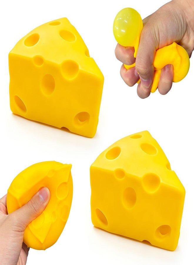 QETRABONE 2 Pcs Cheese Squeeze Toy, Yellow Stress Balls Fidget Toys, Stress Relief for Adults, Easter, Party Favors Gift - Image 1