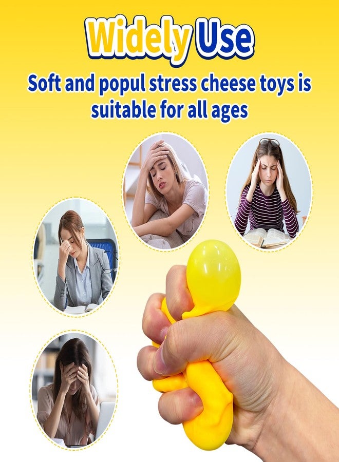 QETRABONE 2 Pcs Cheese Squeeze Toy, Yellow Stress Balls Fidget Toys, Stress Relief for Adults, Easter, Party Favors Gift - Image 4