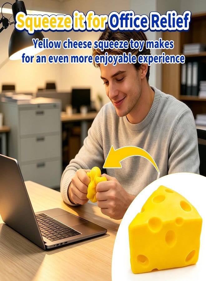 QETRABONE 2 Pcs Cheese Squeeze Toy, Yellow Stress Balls Fidget Toys, Stress Relief for Adults, Easter, Party Favors Gift - Image 5