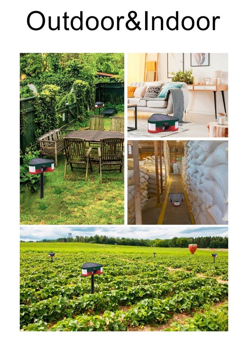 Solar Motion Sensor Outdoor Alarm 360° Motion Detector 3Pcs 130db Loud Siren Lamp Strobe Light with Remote - Image 5