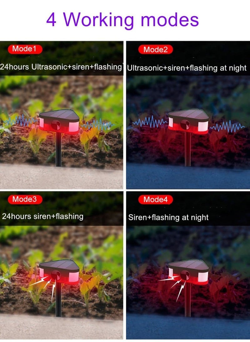 Solar Motion Sensor Outdoor Alarm 360° Motion Detector 3Pcs 130db Loud Siren Lamp Strobe Light with Remote - Image 4