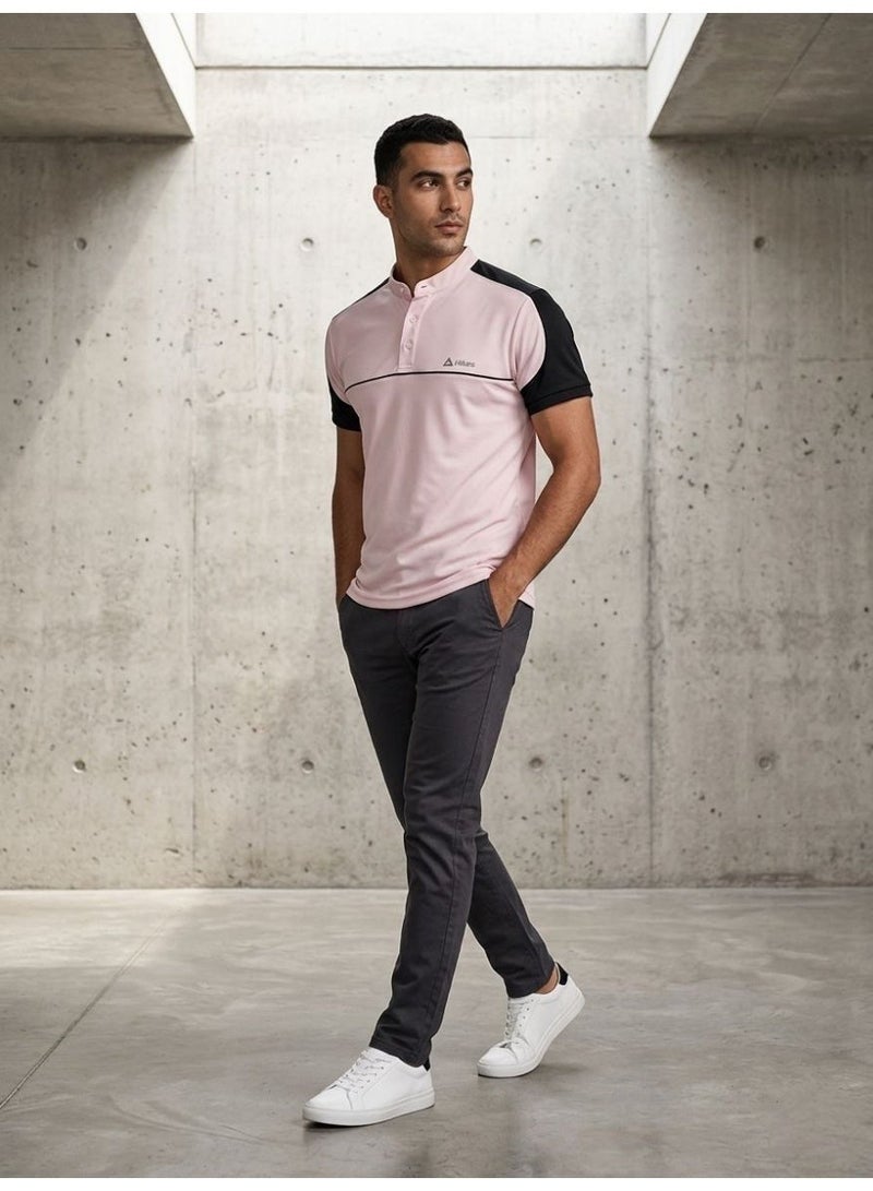 Hikes Men’s Premium Polo T-Shirt Chinese Collar Slim Fit Stretch Fabric – Breathable Casual Wear - Image 3