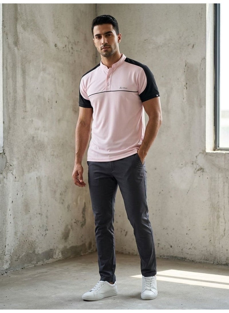 Hikes Men’s Premium Polo T-Shirt Chinese Collar Slim Fit Stretch Fabric – Breathable Casual Wear - Image 1