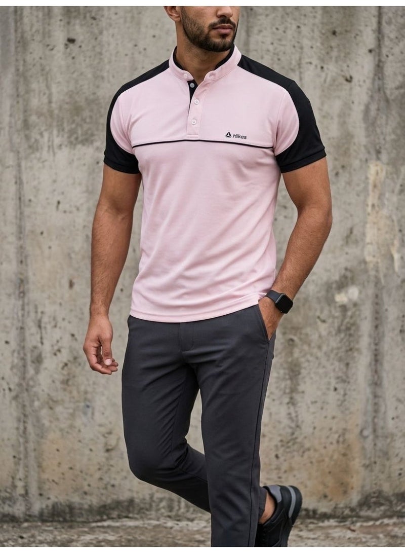 Hikes Men’s Premium Polo T-Shirt Chinese Collar Slim Fit Stretch Fabric – Breathable Casual Wear - Image 2