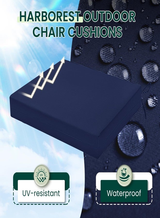 HARBOREST Outdoor Chair Cushions Set of 4, Water Resistant Patio Chair Cushions with Ties, Square Corner Outdoor Seat Cushions for Patio Furniture, 18.5"x16"x3", Navy - Image 2