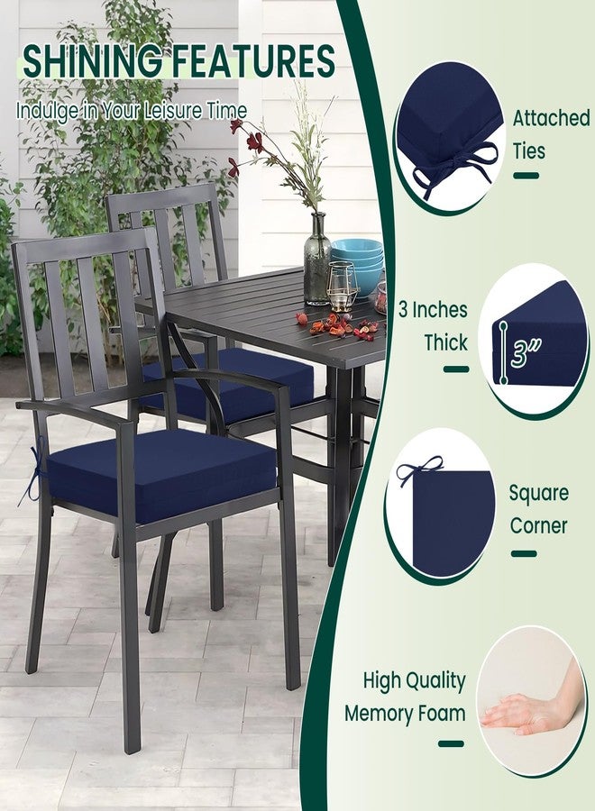 HARBOREST Outdoor Chair Cushions Set of 4, Water Resistant Patio Chair Cushions with Ties, Square Corner Outdoor Seat Cushions for Patio Furniture, 18.5"x16"x3", Navy - Image 3