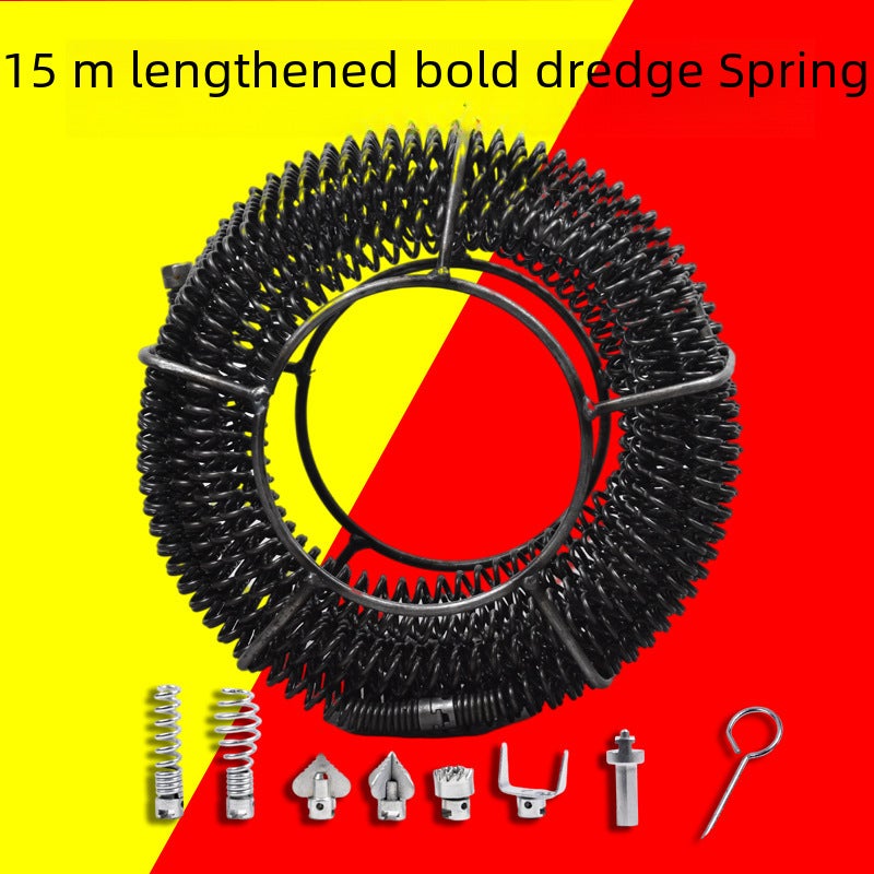 Sewer dredger special tool dredger bold encryption spring pipe dredger flexible shaft steel wire accessories(Small basket 9 m plus accessories) - Image 3