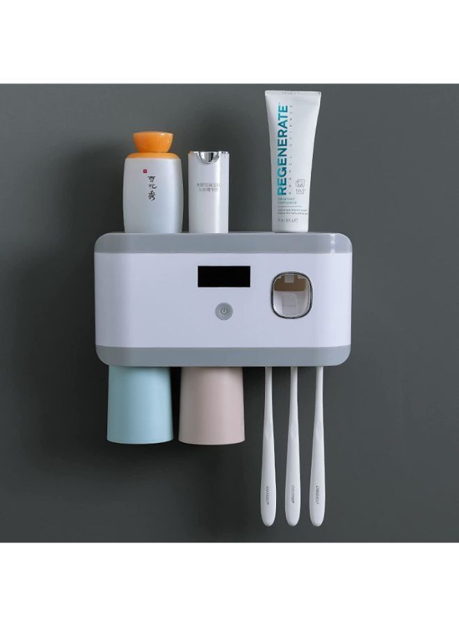 EasyLife Wall Mounted Toothpaste Dispenser With UV Toothbrush Sterilizer Holder  - Image 1