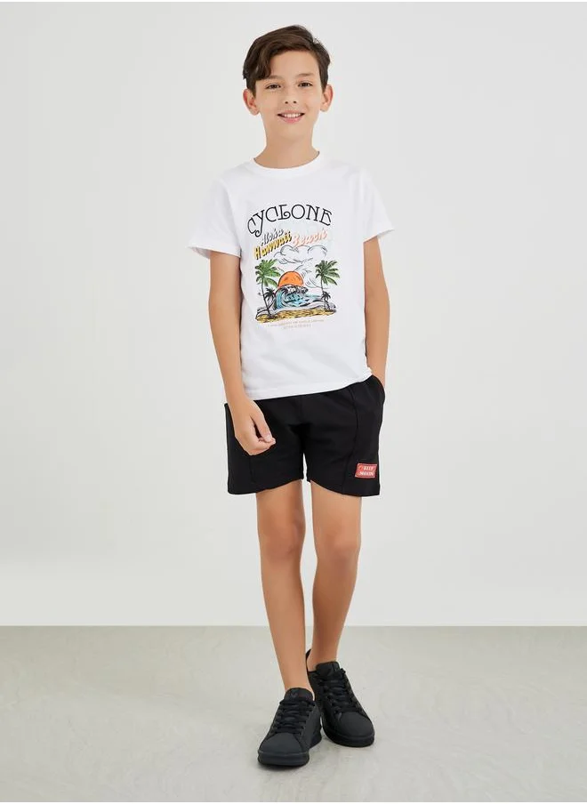 ستايلي Styli Boys Graphic Print Short Sleeve T-Shirt