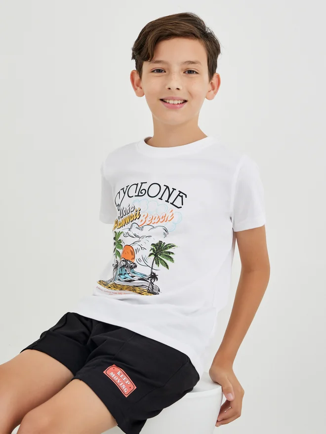Styli Boys Graphic Print Short Sleeve T-Shirt