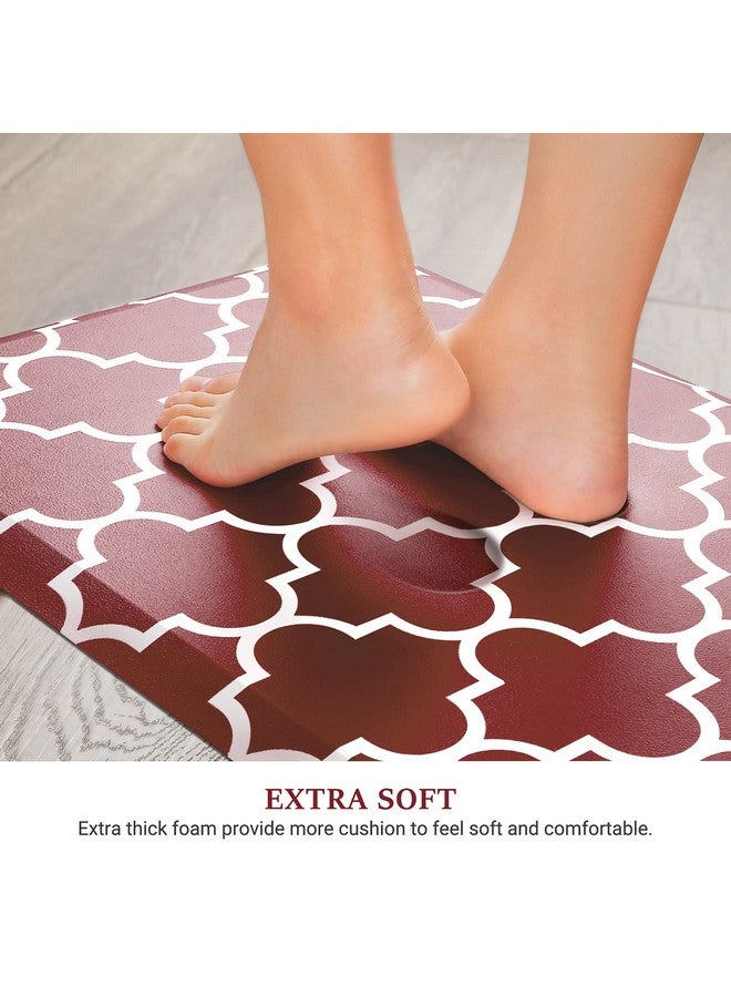 WISELIFE WISELIFE Cushioned Anti-Fatigue Mats,17.3"x 28",Non Slip Waterproof Heavy Duty PVC Ergonomic Comfort Rug for Kitchen, Floor Home, Office, Sink, Laundry,Red