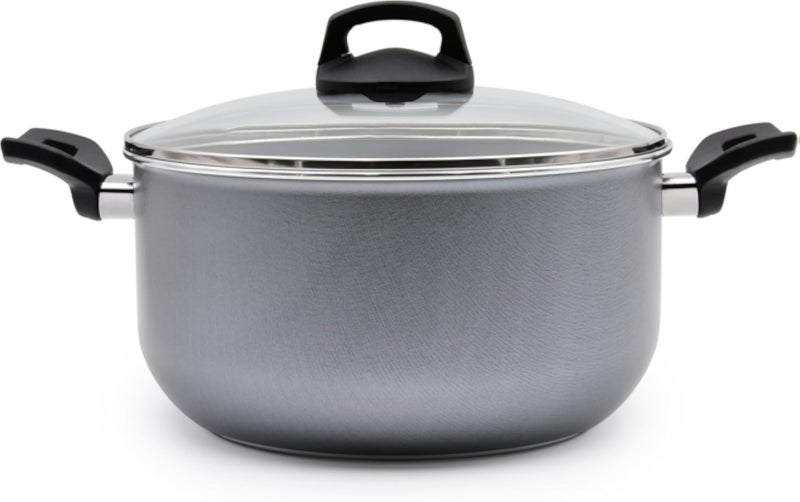 Celar Aluminium Bakelite Soft Touch Fitting Pot, 24 cm Diameter, Grey, Non-stick, Made In Portugal