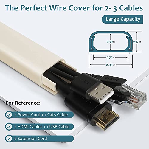 ZhiYo Cable Hider Raceway Kit, Wire Hiders for TV on Wall, Paintable Cord Cover Channel, Cord Hider for Wall Mounted TV in Home Office, W0.95in X H0.47in, Beige - Image 2