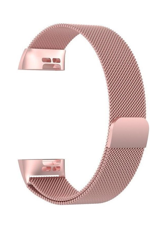 NIBEMINENT Stainless Steel Magnet Wrist Strap For Fitbit Charge 4 Pink - Image 2