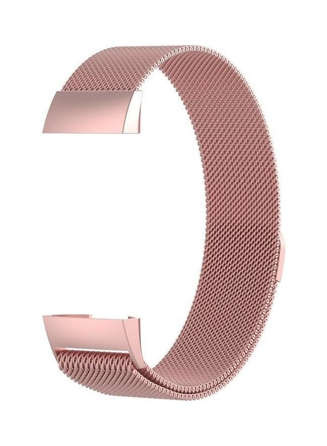 NIBEMINENT Stainless Steel Magnet Wrist Strap For Fitbit Charge 4 Pink - Image 3