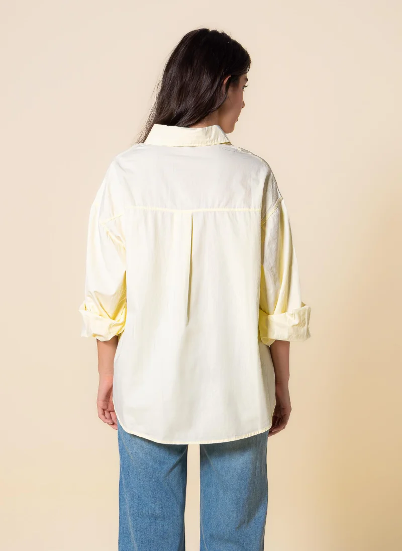 SHAPES DETAILED COTTON BLEND SHIRT