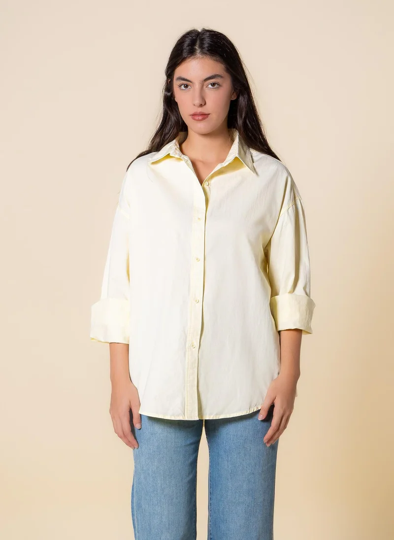 SHAPES DETAILED COTTON BLEND SHIRT