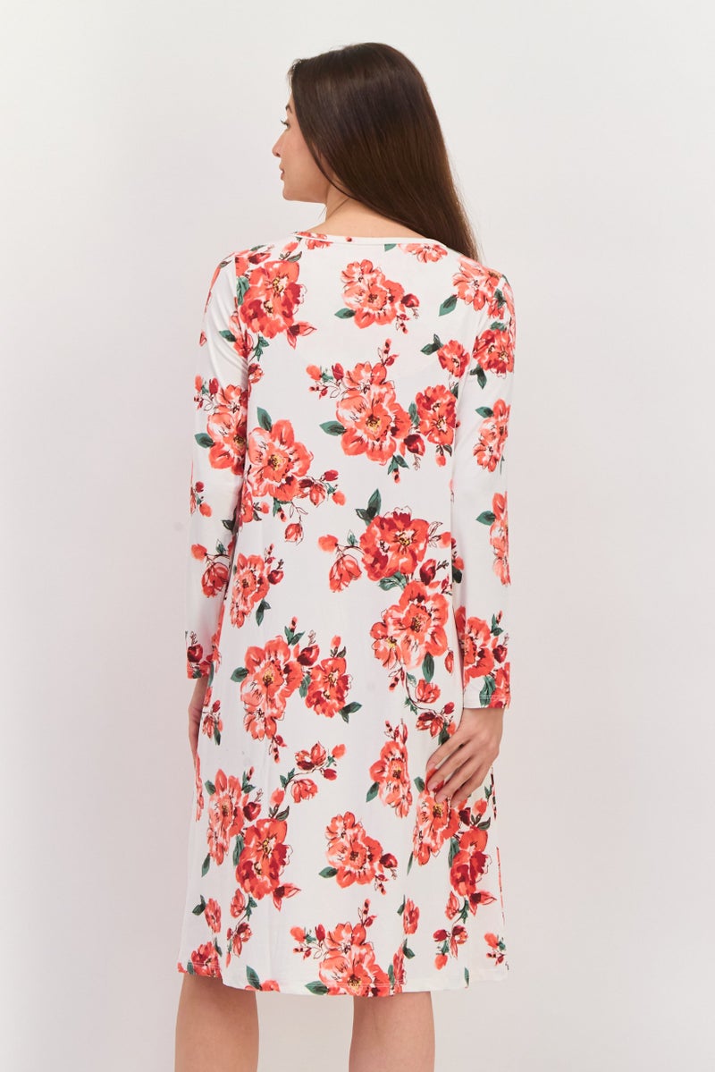 Carole Hochman Women Floral Print Sleepwear Dress, Ivory - Image 3