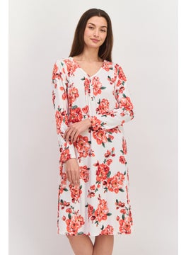 Carole Hochman Women Floral Print Sleepwear Dress, Ivory  - Image 1