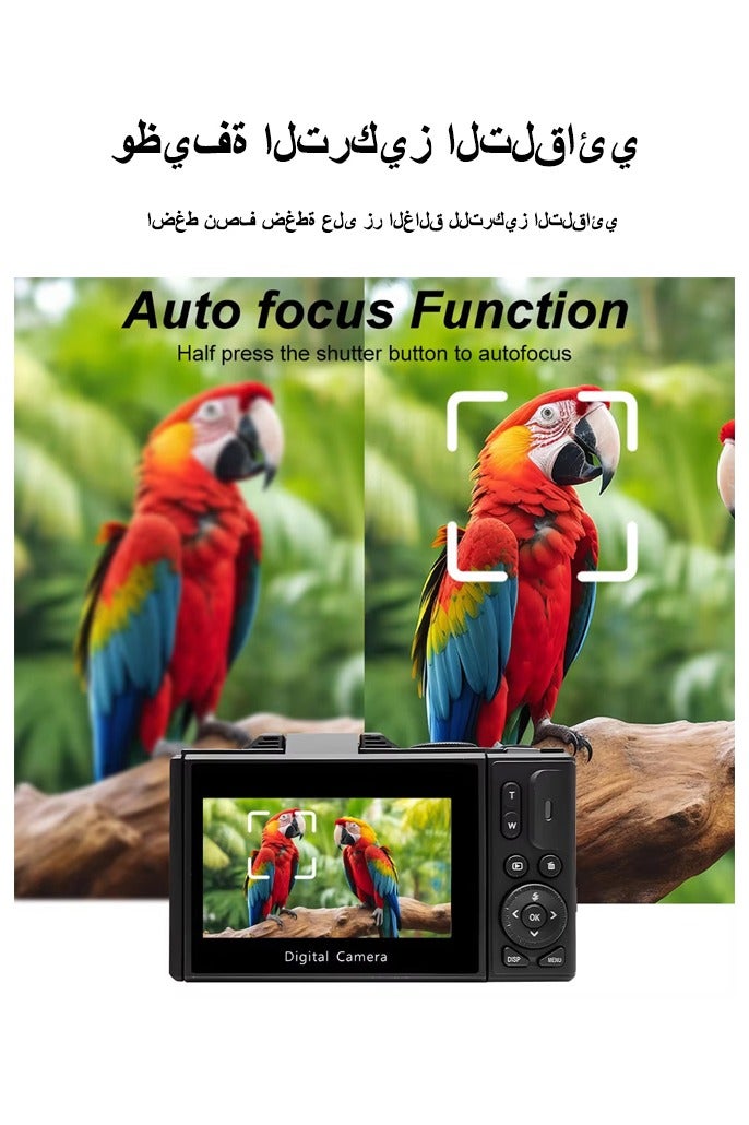 Generic Digital Camera, 5K Point and Shoot Digital Cameras with 128GB SD Card, 75MP Digital Camera for Photography and Video, Vlogging Camera with 3'' Flip Screen, 18X Digital Zoom Cameras Digital for Kids Boys Girls - Image 3