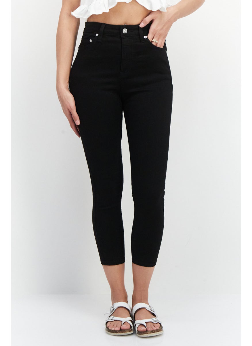 Asos Petite Women Skinny Fit Solid Stretchable Denim Jeans, Black  - Image 1