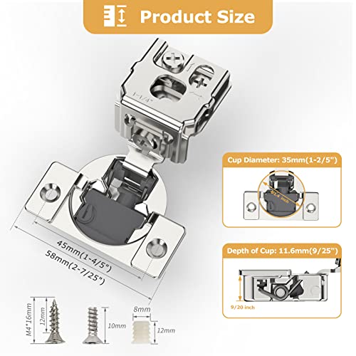 FURNIWARE [Closing Speed Control] 30 Pack 1-1/4 Inch Overlay Soft Close Hinges for Face Frame Cabinet, 4D Adjustment, Stainless Steel Kitchen Cabinet Hardware, 105° Open Concealed Self Closing Hinge - Image 5